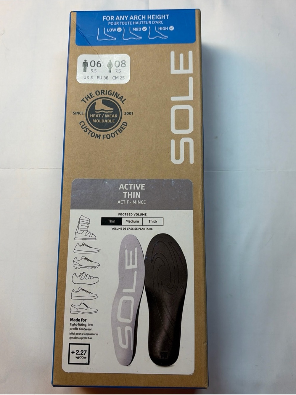 SOLE Active Thick Insoles - Custom Moldable Orthotic Support for Any Arch Type